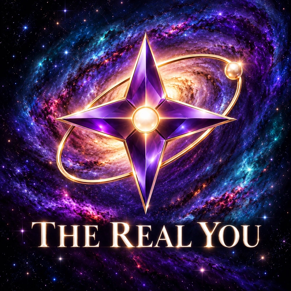 The Real You — purple and gold north star over a spiral galaxy